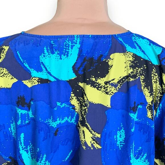 Christopher John Rogers x Target Blue Dark Floral Ruffle Puff Sleeve Maxi Plus - Picture 8 of 9